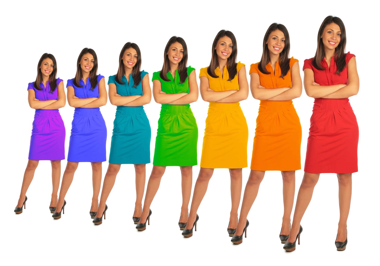 Фотосессия в разных цветах одежды
